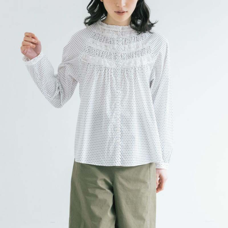 PONT DE CHALONS  NEW ラウンドレースブラウス /ドット96
